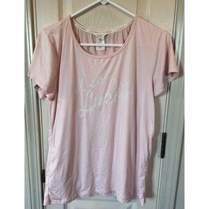 Lucky Brand Womens Med Pink Round Neck Soft T-Shirt